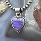 Native American Sterling Silver Charoite Heart Pendant For Women