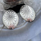 Native American Silver Stamped Flower Oval Post Earrings For Women