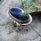 Sterling Silver Southwestern Style Oval Malachite Azurite Ring Size 7 For Women