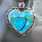 Native American Sterling Silver Blue Ridge Turquoise Double Heart Pendant For Women