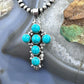 Sterling Silver Southwestern Style Rounded Blue Howlite Cross Pendant For Women