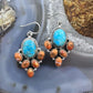 Sterling Silver Southwestern Style Turquoise & Orange Copper Turquoise Dangle Earrings For Women