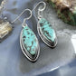 Sterling Silver Southwestern Style Marquise African Turquoise Dangle Earrings For Women