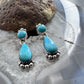 Sterling Silver Southwestern Style Round & Teardrop Turquoise Dangle Earrings For Women