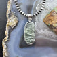 Sterling Silver Southwestern Style Oblong Oval Green Serpentine Pendant For Women