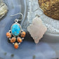 Sterling Silver Southwestern Style Turquoise & Orange Copper Turquoise Dangle Earrings For Women