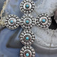 Sterling Silver Southwestern Style Turquoise Large Decorated Unisex Cross Pendant