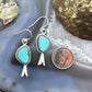 Sterling Southwestern Style Turquoise Decorated Squash Blossom Dangle Earrings For Women