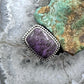 Sterling Silver Southwestern Style Purpurite Decorated Bar Ring Size 8 For Women