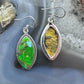 Sterling Silver Southwestern Style Marquise Green Cooper Turquoise Dangle Earrings For Women