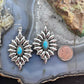 Sterling Southwestern Style Marquis Turquoise Cluster Dangle Earrings For Women