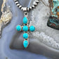 Sterling Silver Southwestern Style Blue Howlite Cross Pendant For Women #1