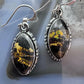 Native American Sterling Silver Marquise Blackjack Dangle Earrings For Women