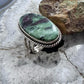 Sterling Silver Southwestern Style Large Oval Ruby Zoisite Ring Size 8.25 For Women