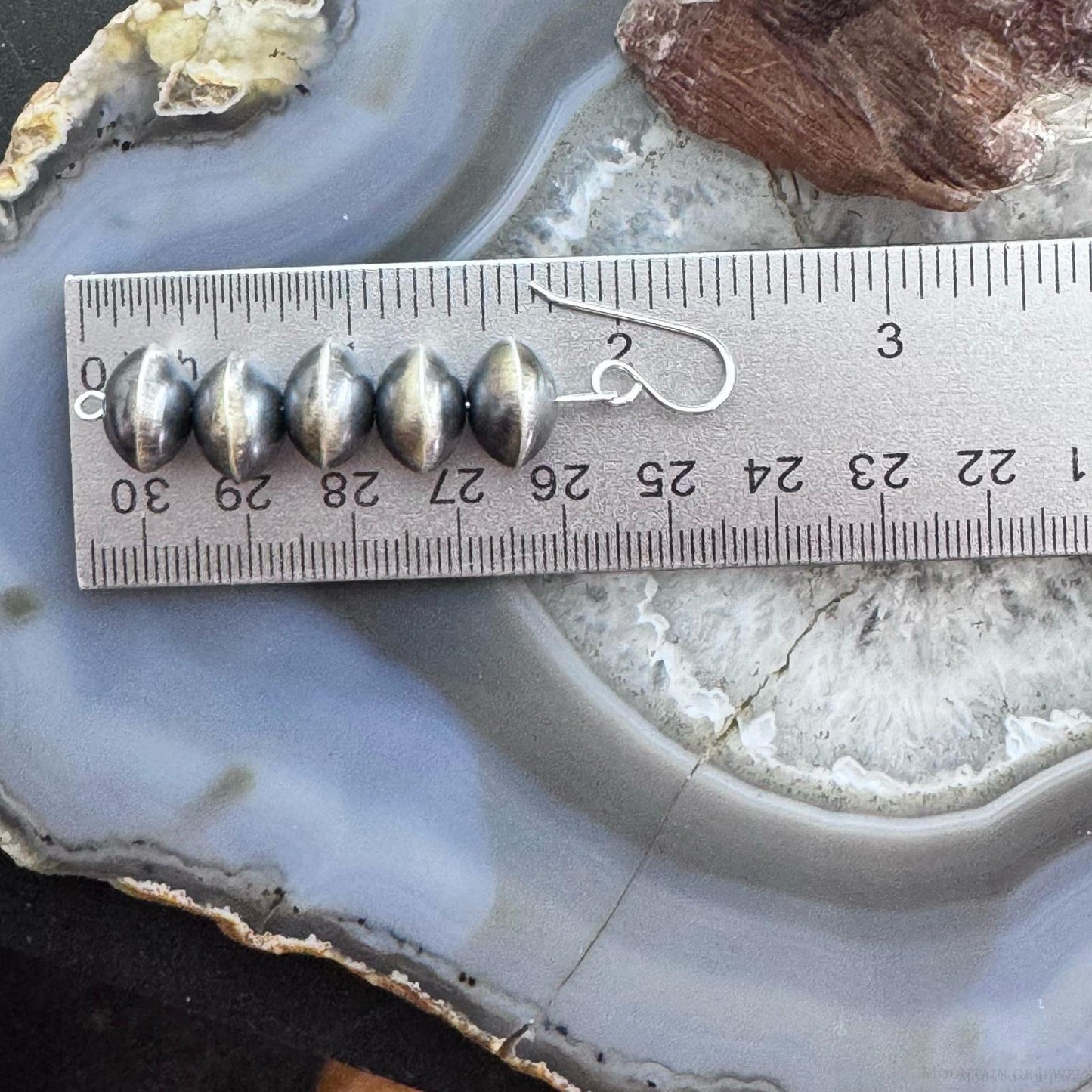 Native American Sterling Silver Navajo Pearl Saucer Beads 10mm Dangle Earrings For Women