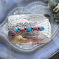 Sterling Silver Native American Turquoise & Coral Stamped Belt Buckle For Men