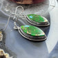 Sterling Silver Southwestern Style Marquise Green Cooper Turquoise Dangle Earrings For Women