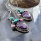 Sterling Silver Southwestern Style Turquoise, Pink & Purple Dahlia Dangle Earrings For Women