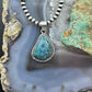 Sterling Silver Southwestern Style Matrixed Natural Green Turquoise Pendant For Women