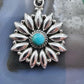 Sterling Silver Southwestern Style Rounded Turquoise Pendant Cluster For Women