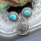 Sterling Silver Southwestern Style Rounded Turquoise Decorated Stud Earrings For Women