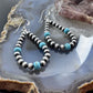 Native American Sterling 3-5mm Navajo Pearl & 3 Turquoise Earrings For Women