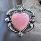 Jeff James Native American Sterling Silver Pink Conch Decorated Heart Pendant For Women