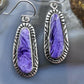 Native American Sterling Silver Charoite Decorated Dangle Earrings For Women