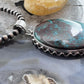 Sterling Silver Southwestern Style Large Oval Green Turquoise Pendant For Women