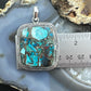 Sterling Silver Southwestern Style Large Square Cooper Turquoise Pendant For Women
