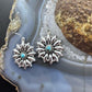 Sterling Silver Southwestern Style Turquoise Floral Dangle Earrings For Women