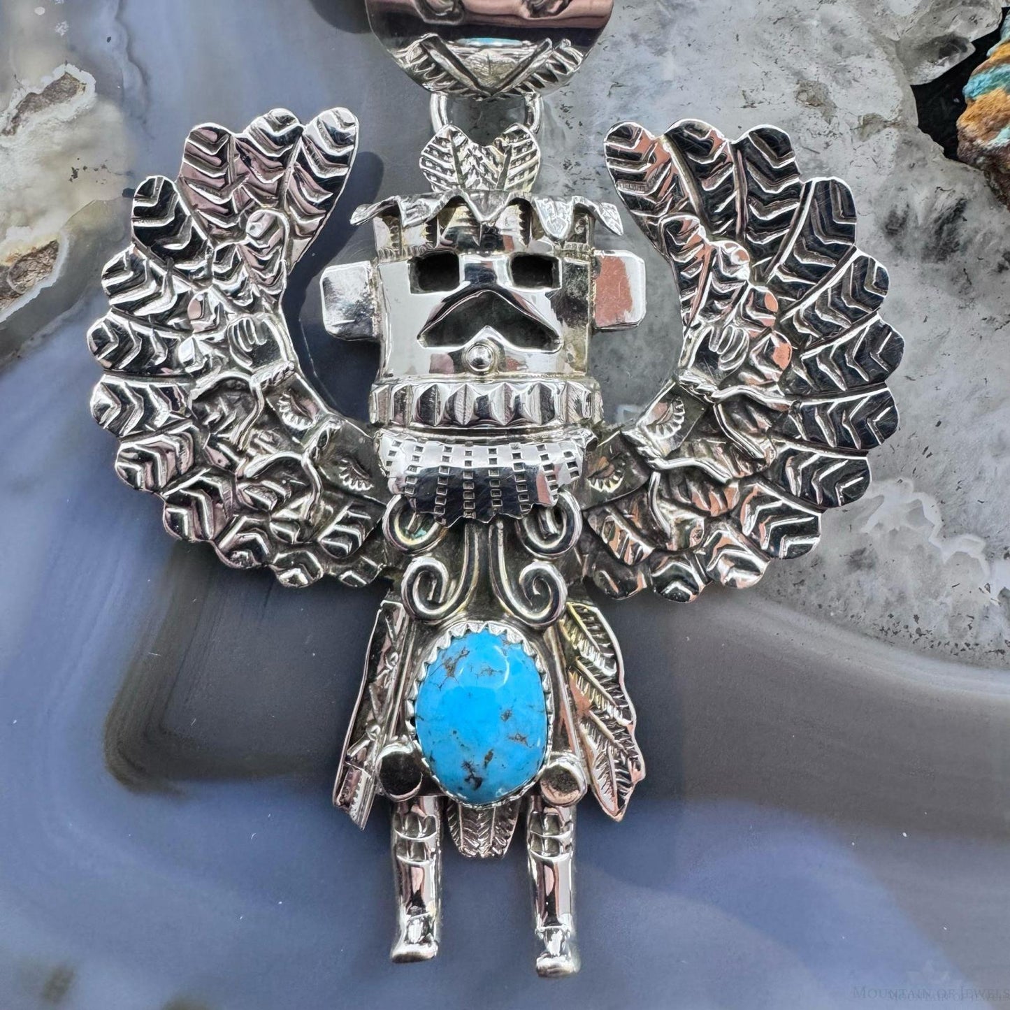 Alonzo Mariano Sterling Silver Turquoise Decorated Kachina Unisex Pendant #1