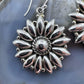 Sterling Silver Southwestern Style Decorated Flower Silver Dangle Earrings For Women