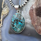 Sterling Silver Southwestern Style Matrixed LG Oval Green Turquoise Pendant For Women