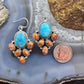 Sterling Silver Southwestern Style Turquoise & Orange Copper Turquoise Dangle Earrings For Women