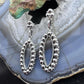 Southwestern Style Sterling Silver Open Oval Decorated Dangle Earrings For Women