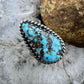 Sterling Silver Southwestern Style Teardrop Turquoise Ring Size 6.75 For Women