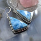 Sterling Silver Southwestern Style Triangle Blue Apatite Dangle Earrings For Women #1