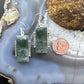 Sterling Silver Southwestern Style Rectangle Moss Agate Dangle Earrings For Women