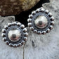 Native American Sterling Silver Stamped Rounded Concho Repousse Post Earrings