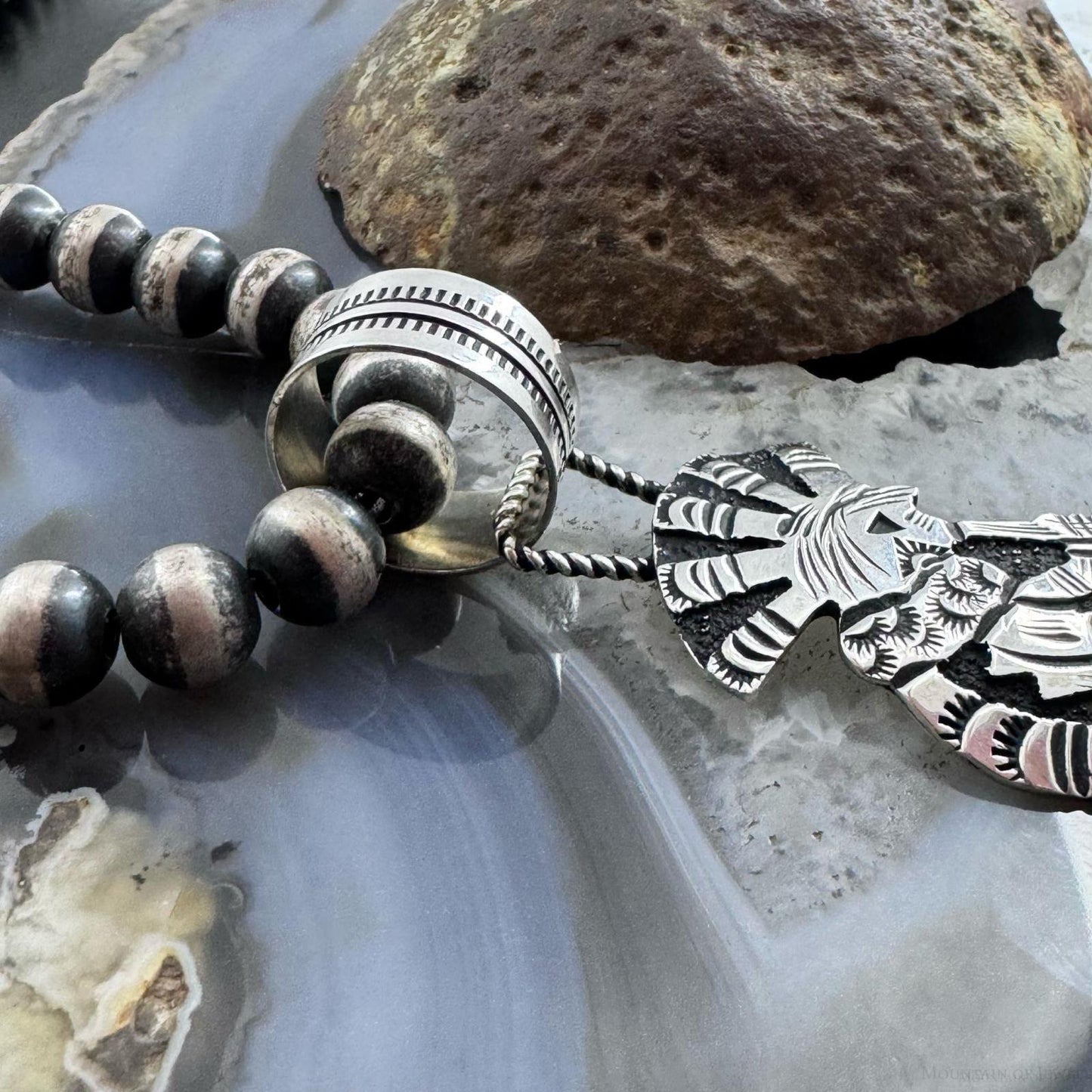 Richard Singer Native American Sterling Silver Overlay Kokopelli Dancer Unisex Pendant