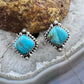 Sterling Silver Southwestern Style Square Turquoise Stud Earrings For Women