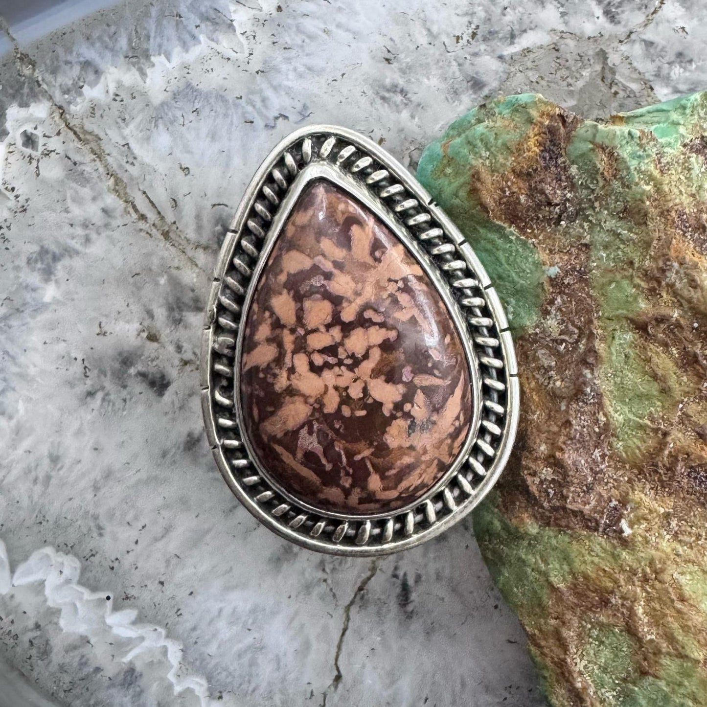 Sterling Silver Southwestern Style Teardrop Mariam Jasper Ring Size 9 For Women