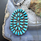 Sterling Silver Southwestern Style Kingman Turquoise Large Cluster Pendant For Women