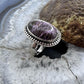 Sterling Silver Southwestern Style Oval Purpurite Decorated Ring Size 8 For Women