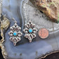 Sterling Silver Southwestern Style Turquoise Cluster Dangle Earrings For Women