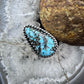 Sterling Silver Southwestern Style Teardrop Turquoise Ring Size 6.75 For Women