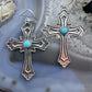 Sterling Silver Southwestern Style Turquoise Cross Dangle Earrings For Women