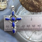 Sterling Silver Southwestern Style 6 Lapis Decorated Cross Pendant For Women #1