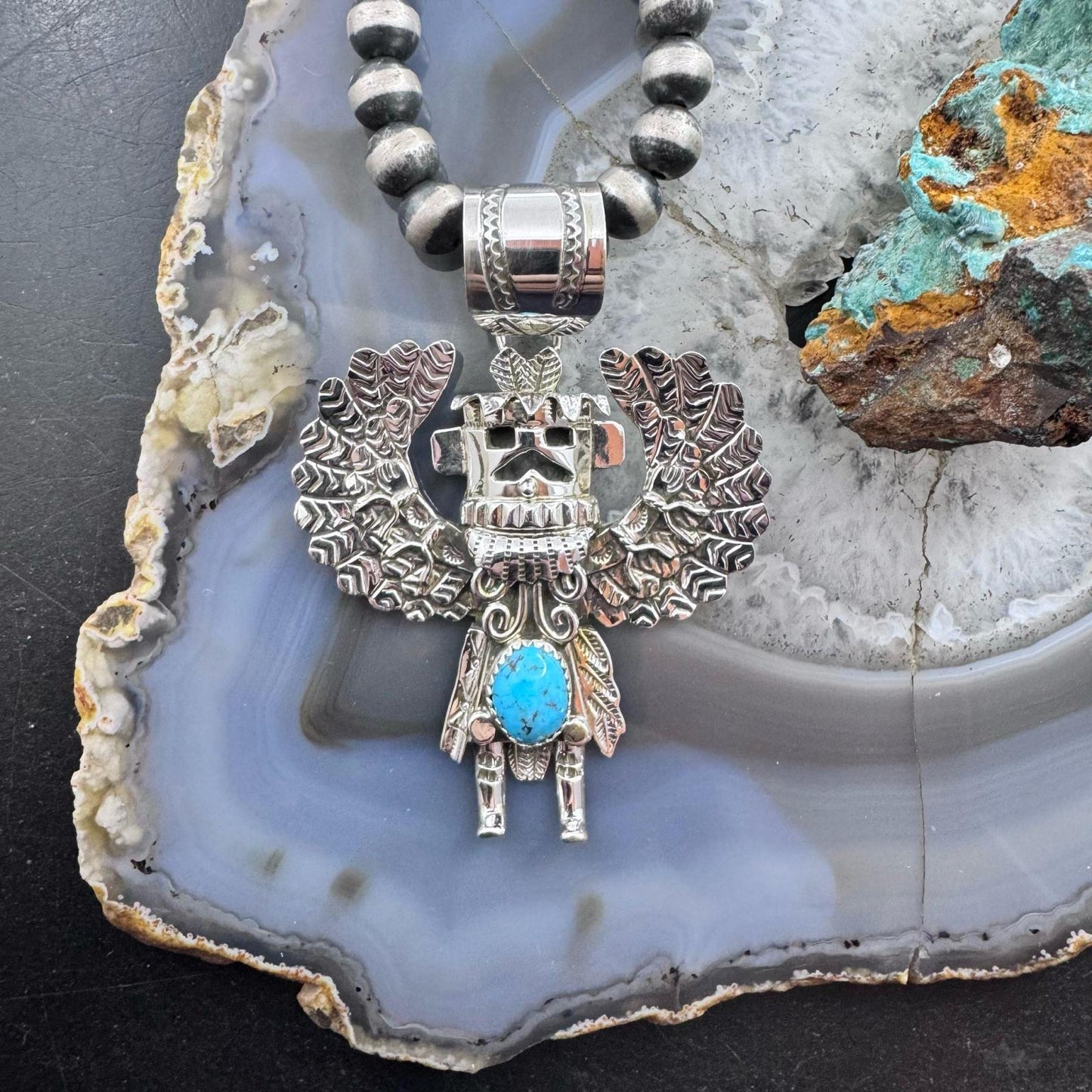 Alonzo Mariano Sterling Silver Turquoise Decorated Kachina Unisex Pendant #1